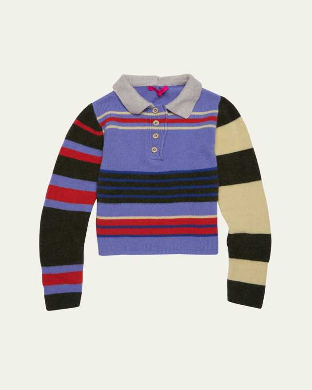 Chaos Stripe Fitted Polo Cashmere Sweater